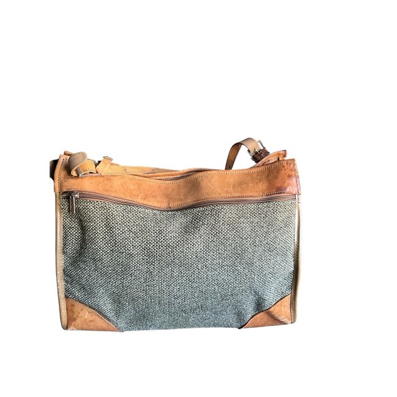 VINTAGE HARTMANN TWEED LEATHER CARRY LUGGAGE TRAVEL SHOULDER TOTE BAG 17x7x13 - Picture 2 of 7